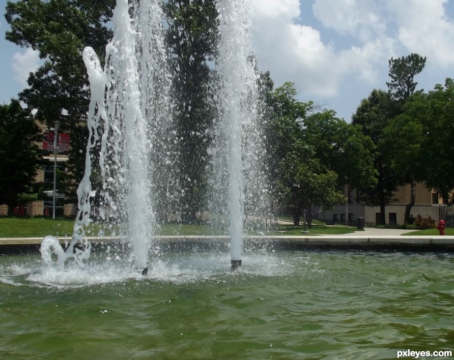 College campus fountain