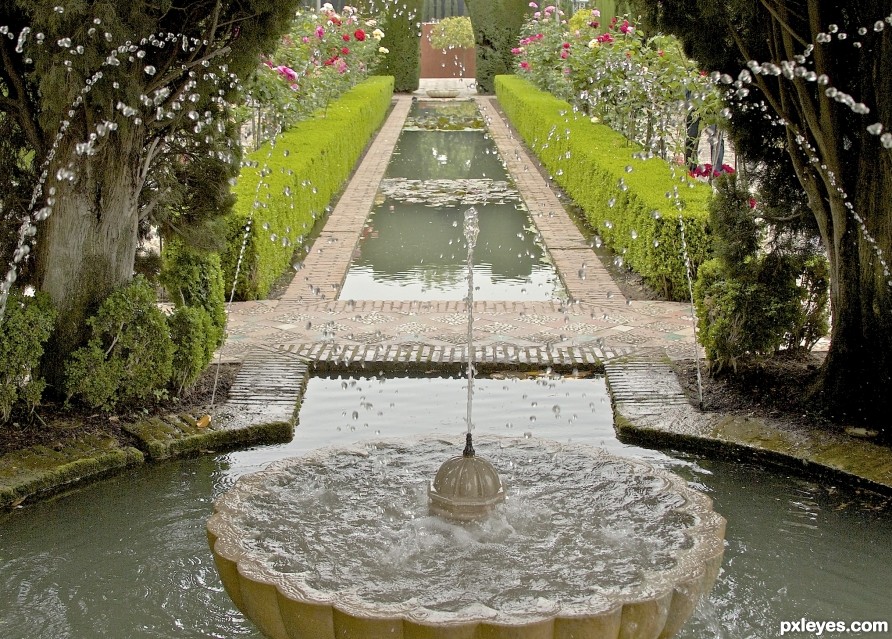 Alhambra fountain and garden