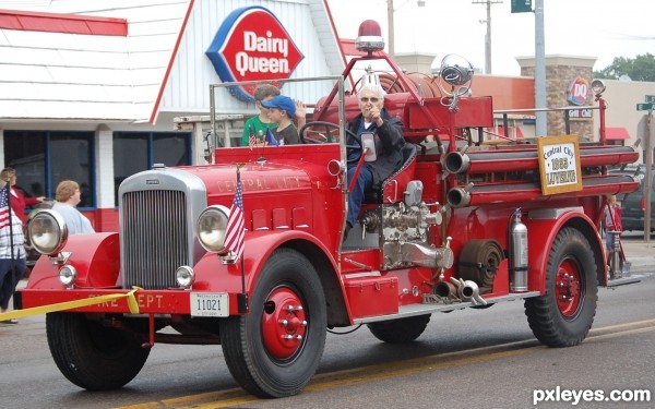 Retired Fireman and Engine