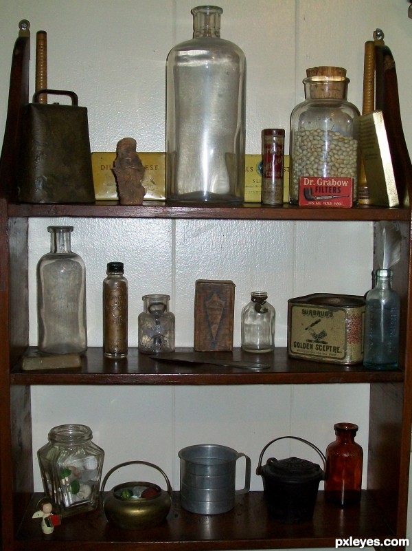 Shelf of old