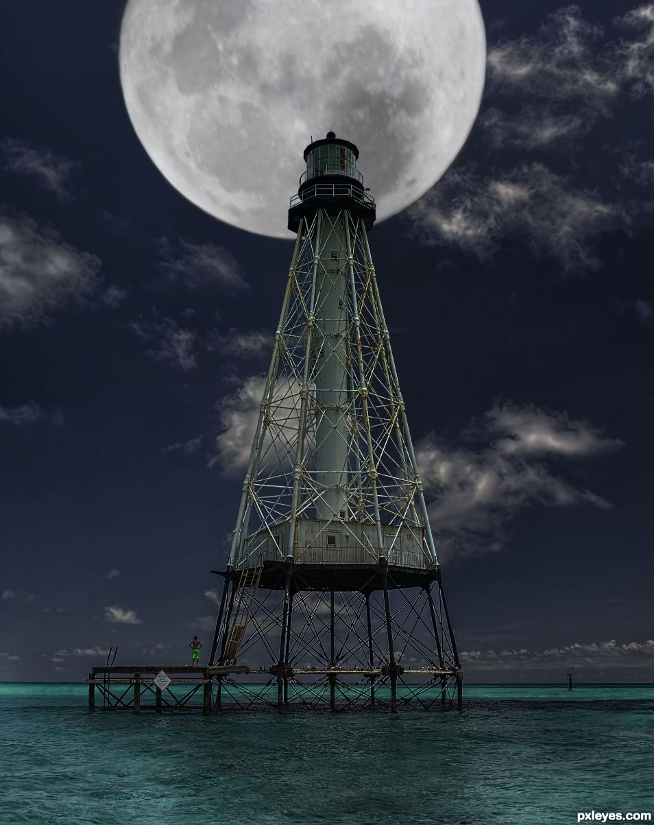 Full moon over Lighthouse
