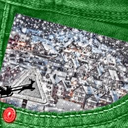 SantaCrossinginGreenJeanPocket