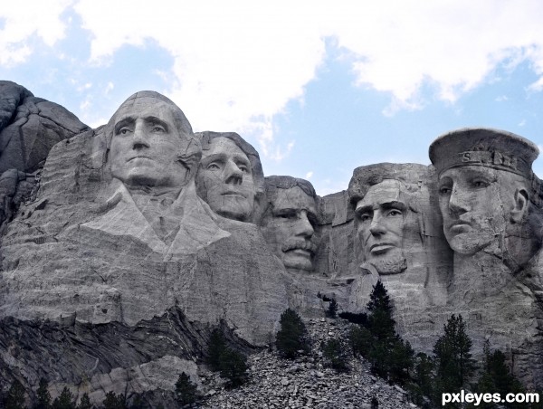 Creation of Mount Rushmore...plus one.: Final Result