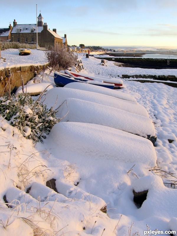 Snow Covered Boats photoshop picture)