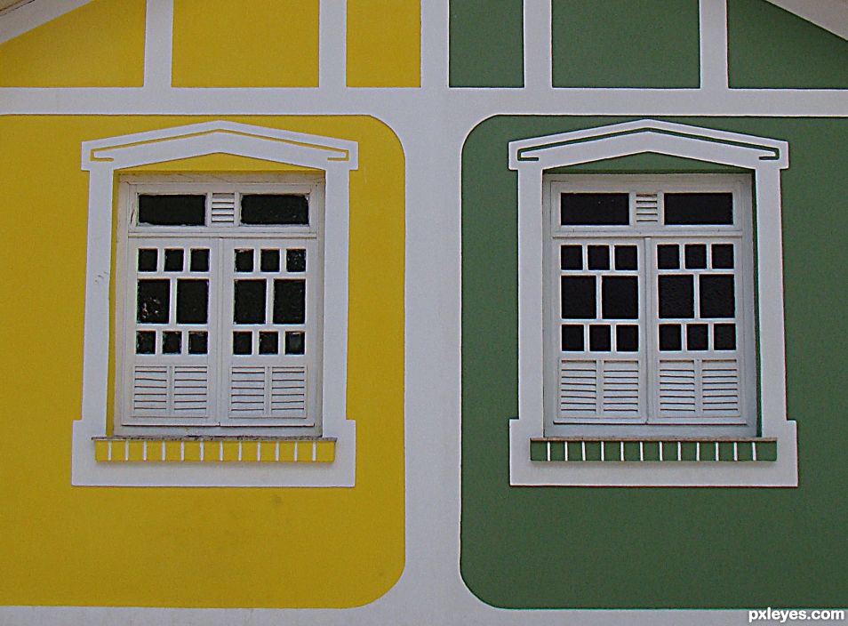 GREEN AND YELLOW WINDOWS