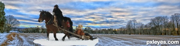 Creation of A Winter Ride at Sunset: Step 5