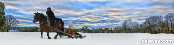 Creation of A Winter Ride at Sunset: Step 6
