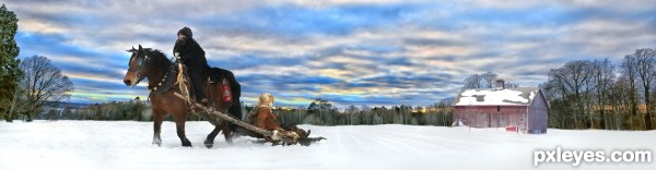 Creation of A Winter Ride at Sunset: Step 7