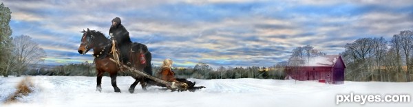 Creation of A Winter Ride at Sunset: Step 8