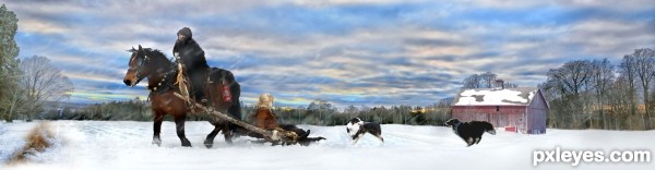 Creation of A Winter Ride at Sunset: Step 9