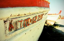 Retired wooden fishing boat