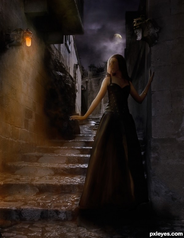 Create a Creepy Dark Gargoyle Road Final Image